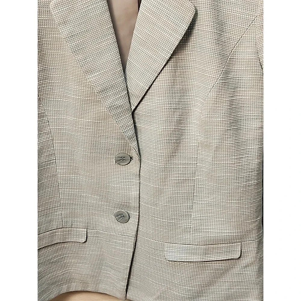 Pendleton Womens Cotton Linen Blend 3/4 Sleeve Green Blazer Jacket Size 14